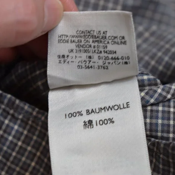 Eddie Bauer Mens Sz M 100% Baumwolle Cotton Plaid Button Down Shirt Office Work - Picture 11 of 16